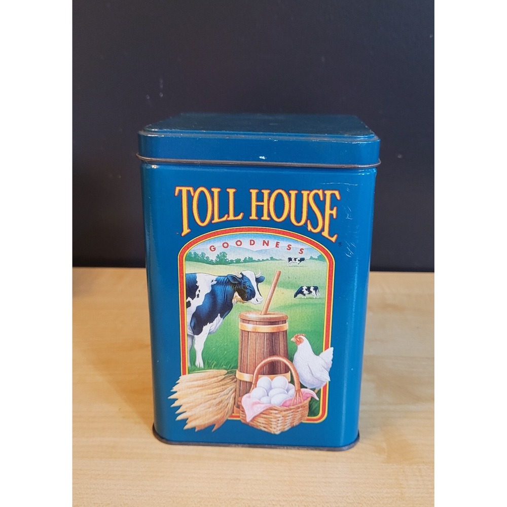 Vintage 1980's Limited Edition Tin Can Box Nestle Toll House Morsels Cookie Jar